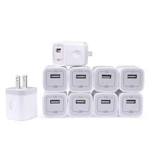 Charging Block for iPhone,Charger Box,USB Cube, NonoUV 10-Pack Single Port Wall Charger 1A/5V USB Outlet Plug Adapter Power Bricks for iPhone 16e 16 15 14 13 12 11 Pro SE XR XS X 8 7 6, iPad, Samsung Charging Block for iPhone,Charger Box,USB Cube, NonoUV 10-Pack Single Port Wall Charger 1A/5V USB Outlet Plug Adapter Power Bricks for iPhone 16e 16 15 14 13 12 11 Pro SE XR XS X 8 7 6, iPad, Samsung