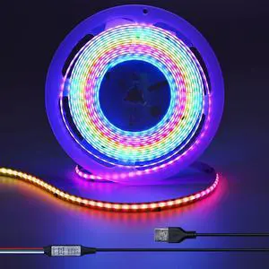 5V 16.4ft(5M) USB WS2811 RGB COB LED Strip Dream Color with Controller USB Powered High Density 420LEDs/M Flexible IP20 Not Waterproof LED Tape Lights for DIY Decoration Lighting 5V 16.4ft(5M) USB WS2811 RGB COB LED Strip Dream Color with Controller USB Powered High Density 420LEDs/M Flexible IP20 Not Waterproof LED Tape Lights for DIY Decoration Lighting