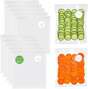 30 Reusable Vacuum Sealer Bags for Food, Small 8" x 10" Food Storage Zipper Bags with Air Valve BPA-free Leakproof Keep Food Freshness, Compatible with Compact Vacuum Sealers 30 Reusable Vacuum Sealer Bags for Food, Small 8" x 10" Food Storage Zipper Bags with Air Valve BPA-free Leakproof Keep Food Freshness, Compatible with Compact Vacuum Sealers