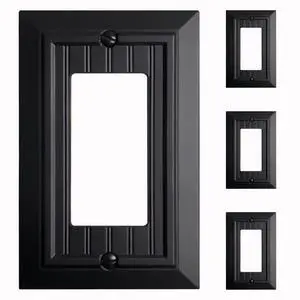 Beadboard Outlet Covers Wall Plates, Bamboo Fiber Light Switch Covers, Natural Material Electric Receptacle Decorative Switch Plate Outlet Cover Matte Black (1 Gang Decorator 4 Pack) Beadboard Outlet Covers Wall Plates, Bamboo Fiber Light Switch Covers, Natural Material Electric Receptacle Decorative Switch Plate Outlet Cover Matte Black (1 Gang Decorator 4 Pack)