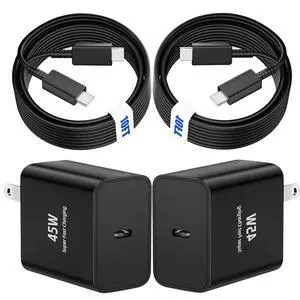45W USB C Charger for Samsung,2-Pack Super Fast Wall Charger Block with 6/10FT Fast Charging Cord for Samsung Galaxy S26 Ultra/S25 Ultra/S24 Ultra/S24+/S23 Ultra/S23+/S22 Plus/S20(Black,10FT) 45W USB C Charger for Samsung,2-Pack Super Fast Wall Charger Block with 6/10FT Fast Charging Cord for Samsung Galaxy S26 Ultra/S25 Ultra/S24 Ultra/S24+/S23 Ultra/S23+/S22 Plus/S20(Black,10FT)
