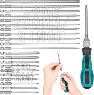 23pcs Torx Screwdriver Set, Tamper Proof Torx Bit Set (11x4" + 11x8") With Bit Holder Ultra-Long Security Star Bits T6-T40 S2 Steel Magnetic Star Screwdriver Bits For Deep Hole, Electronics Repair 23pcs Torx Screwdriver Set, Tamper Proof Torx Bit Set (11x4" + 11x8") With Bit Holder Ultra-Long Security Star Bits T6-T40 S2 Steel Magnetic Star Screwdriver Bits For Deep Hole, Electronics Repair
