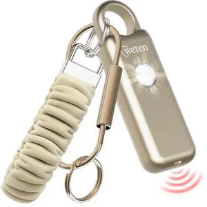 Personal Safety Alarm Keychain 130dB Siren with Bottom Speaker, LED Light, Wristlet & Carabiner Clip Weatherproof Self Defense Alarm with Low Battery Alert (Gold Satin) Personal Safety Alarm Keychain 130dB Siren with Bottom Speaker, LED Light, Wristlet & Carabiner Clip Weatherproof Self Defense Alarm with Low Battery Alert (Gold Satin)