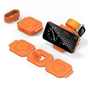 3 in 1 Charging Station for Apple Multiple Devices, Foldable Magnetic Fast Wireless Charger Dock, Travel Charging Pad for iPhone 17 16 15 14 13 12 Pro Max Plus Apple Watch Series & AirPods Orange 3 in 1 Charging Station for Apple Multiple Devices, Foldable Magnetic Fast Wireless Charger Dock, Travel Charging Pad for iPhone 17 16 15 14 13 12 Pro Max Plus Apple Watch Series & AirPods Orange