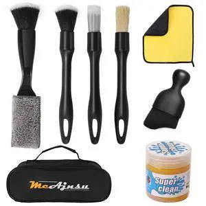 8-Piece Car Interior Detailing Kit - 160g Non-Sticky Gel (128% More Than 70g), Ultra-Soft Detail Brush, Boars Hair Brushes, Dual-Head Vent Brush, Towel & Bag | for Cars, Trucks, SUVs 8-Piece Car Interior Detailing Kit - 160g Non-Sticky Gel (128% More Than 70g), Ultra-Soft Detail Brush, Boars Hair Brushes, Dual-Head Vent Brush, Towel & Bag | for Cars, Trucks, SUVs