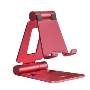 Dual Folding Cell Phone Stand, Fully Adjustable Foldable Desktop Phone Holder Cradle Dock Compatible with iPhone 17 16 15 14 13 12 11 Pro Max Xs Xr X 8, Nintendo Switch, All Phones - Red Dual Folding Cell Phone Stand, Fully Adjustable Foldable Desktop Phone Holder Cradle Dock Compatible with iPhone 17 16 15 14 13 12 11 Pro Max Xs Xr X 8, Nintendo Switch, All Phones - Red
