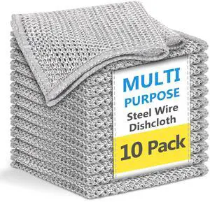 Double-Layer Multipurpose Wire Dishwashing Rag, Non Scratch Wire Dishcloth, Silver Wire Mesh Cleaning Cloths, Steel Wire Dishcloths, Kitchen Scrub Cloth(7.87 x 7.87inch - 10Pcs) Double-Layer Multipurpose Wire Dishwashing Rag, Non Scratch Wire Dishcloth, Silver Wire Mesh Cleaning Cloths, Steel Wire Dishcloths, Kitchen Scrub Cloth(7.87 x 7.87inch - 10Pcs)