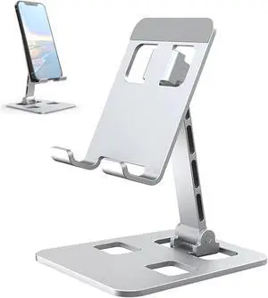 Foldable Adjustable Cell Phone Stand, Aluminum Alloy Anti-Slip Desktop Phone Holder, Portable Universal Cradle Compatible with iPhone Android Smartphone Tablet Nintendo Switch for Home Office Travel Foldable Adjustable Cell Phone Stand, Aluminum Alloy Anti-Slip Desktop Phone Holder, Portable Universal Cradle Compatible with iPhone Android Smartphone Tablet Nintendo Switch for Home Office Travel