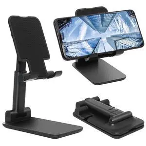 Cell Phone Stand for Desk, Angle & Height Adjustable Phone Holder, (Black) Cell Phone Stand for Desk, Angle & Height Adjustable Phone Holder, (Black)