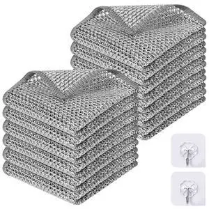 12 PCS Non Scratch Wire Dishcloth, Multipurpose 2-Layer Metal Dish Cloth, Wire Mesh Cleaning Cloth for Wet & Dry Use, Wire Dishwashing Rag for Cookware, Dishes, Sinks, Stove Tops, 7.87 x 7.67 12 PCS Non Scratch Wire Dishcloth, Multipurpose 2-Layer Metal Dish Cloth, Wire Mesh Cleaning Cloth for Wet & Dry Use, Wire Dishwashing Rag for Cookware, Dishes, Sinks, Stove Tops, 7.87 x 7.67