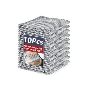 Double-Sided Steel Wire Dishwashing Cloth Non-Scratch,Reusable,Heavy-Duty Cleaning Cloths for Kitchen, Sinks, Cookware (10) Double-Sided Steel Wire Dishwashing Cloth Non-Scratch,Reusable,Heavy-Duty Cleaning Cloths for Kitchen, Sinks, Cookware (10)