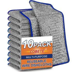 Non Scratch Wire Dishcloth,Double-Layer Wire Dishwashing Rags for Wet and Dry,Wire Miracle Cleaning Towels and dish Cloths Multipurpose For Washing Dishes,Cookware, Sinks,Stove Tops,10Pack Blue Non Scratch Wire Dishcloth,Double-Layer Wire Dishwashing Rags for Wet and Dry,Wire Miracle Cleaning Towels and dish Cloths Multipurpose For Washing Dishes,Cookware, Sinks,Stove Tops,10Pack Blue
