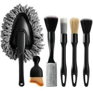 Car Detailing Brush Kit Interior & Exterior Cleaner, Ultra Soft Boars Hair Car Interior Detailing Brushes, 6 Different Detailing Brushes for Auto Detailing, Dashboard, Vents, Wheels and Tires Car Detailing Brush Kit Interior & Exterior Cleaner, Ultra Soft Boars Hair Car Interior Detailing Brushes, 6 Different Detailing Brushes for Auto Detailing, Dashboard, Vents, Wheels and Tires
