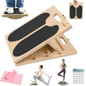 2-in-1 Wooden Slant Board & Balance Board | Adjustable Incline Board for Calf Stretching, Squat Wedge, Ankle Support | Suitable for pain relief therapy and core strength training| 2-in-1 Wooden Slant Board & Balance Board | Adjustable Incline Board for Calf Stretching, Squat Wedge, Ankle Support | Suitable for pain relief therapy and core strength training|