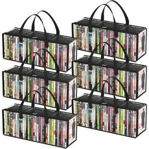 DVD Storage Bags, Clear PVC DVD Case Holder with Handles, Front Window Zipper Design, Stackable Media Organizer for Blu Ray Disc, Movie Cases, VHS Box, Hold 210 Pcs DVDs (35 Each), 6 Pack DVD Storage Bags, Clear PVC DVD Case Holder with Handles, Front Window Zipper Design, Stackable Media Organizer for Blu Ray Disc, Movie Cases, VHS Box, Hold 210 Pcs DVDs (35 Each), 6 Pack