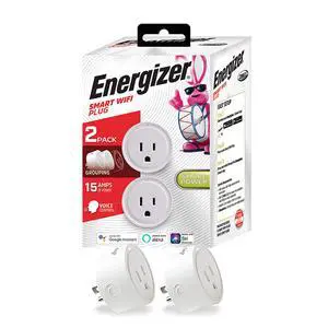 Energizer Connect Smart WiFi Plug 2 Pack, Mobile Connect App Enabled, Voice Controlled, Alexa, Echo, Siri, Hey Google Enabled, No Hub Required, Mini Outlet 15-Watt, 2.4GHz, ETL & FCC Certified Energizer Connect Smart WiFi Plug 2 Pack, Mobile Connect App Enabled, Voice Controlled, Alexa, Echo, Siri, Hey Google Enabled, No Hub Required, Mini Outlet 15-Watt, 2.4GHz, ETL & FCC Certified