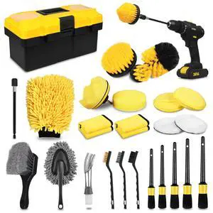 27Pcs Car Detailing Kit, Car Detailing Brush Set, Auto Detailing Drill Brush Set, Car Detailing Brushes, Car Wash Kit, Car Accessories, Car Cleaning Tools Kit for Interior, Exterior, Wheels 27Pcs Car Detailing Kit, Car Detailing Brush Set, Auto Detailing Drill Brush Set, Car Detailing Brushes, Car Wash Kit, Car Accessories, Car Cleaning Tools Kit for Interior, Exterior, Wheels