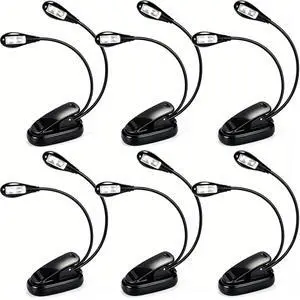 6Pack Book Lights Music Stand Light Clip on LED, USB and AAA Battery Operated, Reading Lamp in Bed, 2 Brightness Levels, Ideal for Musician, Piano Player, Travel (Dual Arm) Black 6Pack Book Lights Music Stand Light Clip on LED, USB and AAA Battery Operated, Reading Lamp in Bed, 2 Brightness Levels, Ideal for Musician, Piano Player, Travel (Dual Arm) Black