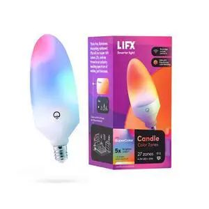 E12 Candle Color Wi-Fi Smart LED Light Bulb, PolychromeColor, Multi-Zone Dimmable, No Hub Req, App & Voice Control, Compatible with Alexa, Apple HomeKit, Google Assistant & Microsoft Cortana E12 Candle Color Wi-Fi Smart LED Light Bulb, PolychromeColor, Multi-Zone Dimmable, No Hub Req, App & Voice Control, Compatible with Alexa, Apple HomeKit, Google Assistant & Microsoft Cortana