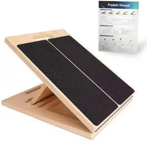 Adjustable 16.5"×12" Wooden Slant Board 5-Angle Foldable Calf Stretcher & Squat Wedge for Home-Gym, Portable Incline Board for Physical Therapy Rehab Pilates, Ankle Knee Heel Feet Leg, 350 lb Rated Adjustable 16.5"×12" Wooden Slant Board 5-Angle Foldable Calf Stretcher & Squat Wedge for Home-Gym, Portable Incline Board for Physical Therapy Rehab Pilates, Ankle Knee Heel Feet Leg, 350 lb Rated