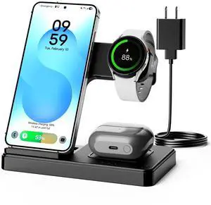 Wireless Charger for Samsung, 3-in-1 Foldable Charging Station for Samsung S26/S25/S24/S23/S22/S21, Note 20/10, Z Fold 6/5, Galaxy Buds 4/3/2 Pro and Galaxy Watch-Android Travel Charging Stand Wireless Charger for Samsung, 3-in-1 Foldable Charging Station for Samsung S26/S25/S24/S23/S22/S21, Note 20/10, Z Fold 6/5, Galaxy Buds 4/3/2 Pro and Galaxy Watch-Android Travel Charging Stand