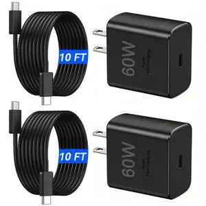 60W Super Fast Charger USB C, Type C Charger Fast Charging Android Phone Charger Block with 10ft USB C Fast Charging Cable Cord for Samsung Galaxy S26/S26 Ultra/S26+/S25 Ultra/S24 Ultra, MacBook, iPad 60W Super Fast Charger USB C, Type C Charger Fast Charging Android Phone Charger Block with 10ft USB C Fast Charging Cable Cord for Samsung Galaxy S26/S26 Ultra/S26+/S25 Ultra/S24 Ultra, MacBook, iPad
