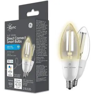 GE Smart LED Light Bulb, B11 Candle Light Bulb, Works with Amazon Alexa and Google Home, WiFi Light, 60W Equivalent, Soft White, Small Base (Pack of 2) GE Smart LED Light Bulb, B11 Candle Light Bulb, Works with Amazon Alexa and Google Home, WiFi Light, 60W Equivalent, Soft White, Small Base (Pack of 2)