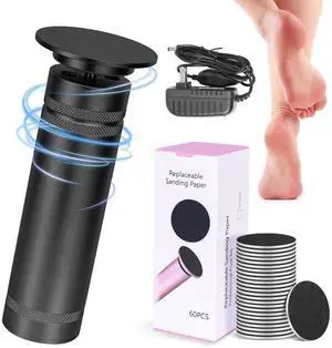 PowerPro Electric Foot Callus Remover,36W Professional 1200rpm Heavy Duty Metal Grinder for Dead Skin Automatic Foot Sander with 60pcs Sandpaper Pads for Home Use Pedicure Tool(Black) PowerPro Electric Foot Callus Remover,36W Professional 1200rpm Heavy Duty Metal Grinder for Dead Skin Automatic Foot Sander with 60pcs Sandpaper Pads for Home Use Pedicure Tool(Black)
