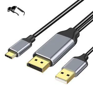 DisplayPort to USB C Cable 6FT 4K@60Hz with USB Cable Adapter,DP Male to Type-C Male Converter Support Touch with Nre a-l Air VR, MacB00k Pro/Air 2020/2018,XPS, Pad Pro/Air DisplayPort to USB C Cable 6FT 4K@60Hz with USB Cable Adapter,DP Male to Type-C Male Converter Support Touch with Nre a-l Air VR, MacB00k Pro/Air 2020/2018,XPS, Pad Pro/Air