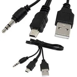 2 Pack Mini USB Audio Cable with USB 2.0 Charging Power Supply Cord to Mini B Male and 3.5mm Jack Plug AUX Connection for iHome IH60 IH61 IH59 Mini Speaker MP3 Media Player Phone Computer 2 Pack Mini USB Audio Cable with USB 2.0 Charging Power Supply Cord to Mini B Male and 3.5mm Jack Plug AUX Connection for iHome IH60 IH61 IH59 Mini Speaker MP3 Media Player Phone Computer
