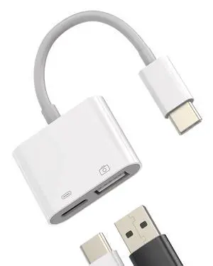 USB A to USBC Adapter(2in1) for Apple iPhone 15 Pro Max Plus Ipad Pro Type C Charger Converter Thunderbolt Charging Cable OTG Adaptador Keyboard Mouse Flash Drive Splitter Compatible for Samsung USB A to USBC Adapter(2in1) for Apple iPhone 15 Pro Max Plus Ipad Pro Type C Charger Converter Thunderbolt Charging Cable OTG Adaptador Keyboard Mouse Flash Drive Splitter Compatible for Samsung