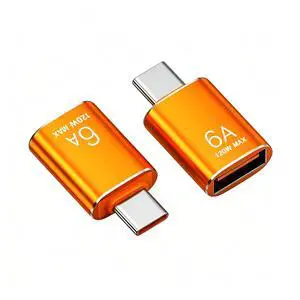 USB C to USB Adapter 2 Pack, 6A 120W Fast Charging 10Gbps Data Transfer,USB C Male to USB 3.2 Female OTG Adapter for Phone 15/16/17,Pad,M-acBook Pro/Air,Smartphone,Laptop,Tablet Orange USB C to USB Adapter 2 Pack, 6A 120W Fast Charging 10Gbps Data Transfer,USB C Male to USB 3.2 Female OTG Adapter for Phone 15/16/17,Pad,M-acBook Pro/Air,Smartphone,Laptop,Tablet Orange