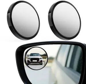 2PCS Blind Spot Mirror, Rear View Mirror Accessories, 2" Round HD Glass Convex 360° Wide Angle Rear View Mirror with ABS Housing, Adjustable Adhesive Side Rearview for Most Vehicles (Black) 2PCS Blind Spot Mirror, Rear View Mirror Accessories, 2" Round HD Glass Convex 360° Wide Angle Rear View Mirror with ABS Housing, Adjustable Adhesive Side Rearview for Most Vehicles (Black)