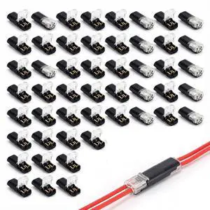 50 Pack Wire Connectors, 2 Pin Quick Splice Terminals for 18-22 AWG Wire 50 Pack Wire Connectors, 2 Pin Quick Splice Terminals for 18-22 AWG Wire