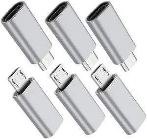 6 Pack Micro USB to USB C Adapter, Data Transfer Adapter, for Galaxy S7/S7 Edge/S6/J7, LG G4, and More Devices (Silver) 6 Pack Micro USB to USB C Adapter, Data Transfer Adapter, for Galaxy S7/S7 Edge/S6/J7, LG G4, and More Devices (Silver)