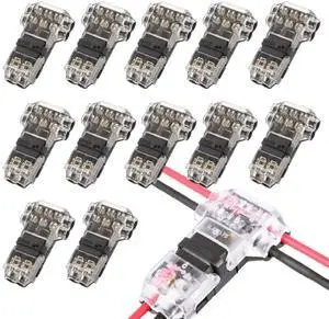 2 Pin 3 Way Low Voltage Wire Quick Connectors, T Type 2 Pins Wire Splice Connectors, Solderless No Stripping Wire Splice, Emergency Repair Home Automotive LED Strip Wiring, Fits 24-20 AWG, 12 Pack 2 Pin 3 Way Low Voltage Wire Quick Connectors, T Type 2 Pins Wire Splice Connectors, Solderless No Stripping Wire Splice, Emergency Repair Home Automotive LED Strip Wiring, Fits 24-20 AWG, 12 Pack