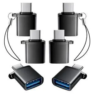 USB C to USB A Adapter 6 Pack, Type C Male to USB A Female 3.0 Adaptor, OTG Adapters for iPhone 16 15, MacBook Pro, iPad, Samsung Galaxy, Black USB C to USB A Adapter 6 Pack, Type C Male to USB A Female 3.0 Adaptor, OTG Adapters for iPhone 16 15, MacBook Pro, iPad, Samsung Galaxy, Black