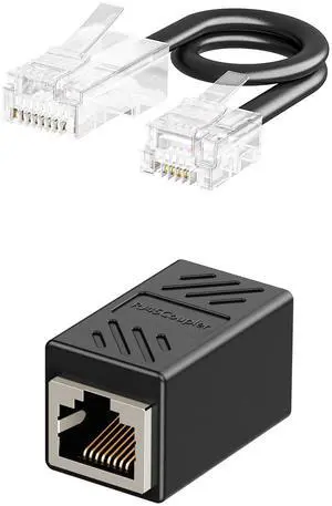 RJ11 to RJ45 Adapter, 1 Pack RJ45 Female to RJ11 Male for Landline Telephone, Black Phone Jack to Ethernet Adapter with Cable, Suitable for Landline Telephones RJ11 to RJ45 Adapter, 1 Pack RJ45 Female to RJ11 Male for Landline Telephone, Black Phone Jack to Ethernet Adapter with Cable, Suitable for Landline Telephones