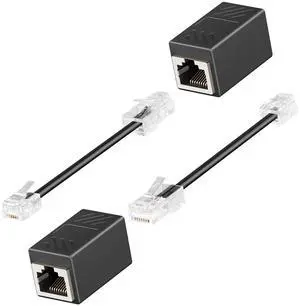 RJ45 to RJ11 Adapter, 2 Pack Phone Jack to Ethernet Adapter, Black RJ45 Female to RJ11 Male Connector for Landline Telephone RJ45 to RJ11 Adapter, 2 Pack Phone Jack to Ethernet Adapter, Black RJ45 Female to RJ11 Male Connector for Landline Telephone