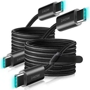 240W USB C to USB C Cable, 2-Pack 3.3ft, Nylon 240W USB C to USB C Cable, 2-Pack 3.3ft, Nylon