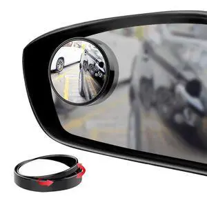 2" Round Blind Spot Mirror, 360 Degree Adjustabe HD Glass and ABS Housing Convex Round Stick-On Mirror for Car (Black, Pack of 2) 2" Round Blind Spot Mirror, 360 Degree Adjustabe HD Glass and ABS Housing Convex Round Stick-On Mirror for Car (Black, Pack of 2)