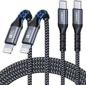USB-C to Lightning Cable 6FT 2-Pack, 27W Fast Charging Cable, iPhone Charger Cord, Compatible with iPhone 14 13 12 11 Pro Max Mini X XS XR 8 Plus 10 SE iPad 8th -Grey USB-C to Lightning Cable 6FT 2-Pack, 27W Fast Charging Cable, iPhone Charger Cord, Compatible with iPhone 14 13 12 11 Pro Max Mini X XS XR 8 Plus 10 SE iPad 8th -Grey