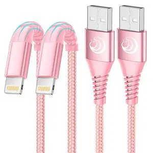 iPhone Charger 10 ft 2Pack, (Apple Certified) Lightning Cable 10 Foot Nylon Braided Fast Charging Extra Long 10ft iPhone Cord Compatible with iPhone 13 12 11 XS XR 10 8 7 6 Plus - Pink iPhone Charger 10 ft 2Pack, (Apple Certified) Lightning Cable 10 Foot Nylon Braided Fast Charging Extra Long 10ft iPhone Cord Compatible with iPhone 13 12 11 XS XR 10 8 7 6 Plus - Pink