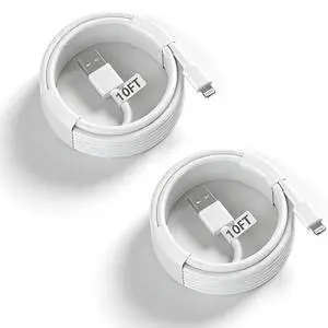 Long 10 Foot Car Charger Cord, USB A to Lightning Cable Compatible for Apple iPhone 14 13 12 11 Pro Max XR XS X 8 7 6 Plus SE iPad, Two Pack,White Long 10 Foot Car Charger Cord, USB A to Lightning Cable Compatible for Apple iPhone 14 13 12 11 Pro Max XR XS X 8 7 6 Plus SE iPad, Two Pack,White