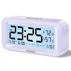 Night Light Digital Alarm Clock Battery Operated with Indoor Temperature Humidity, Desk Small Clock,Snooze Model,12/24H Display for Bedrooms Heavy Sleepers Kids Travel Bathroom (Purple) Night Light Digital Alarm Clock Battery Operated with Indoor Temperature Humidity, Desk Small Clock,Snooze Model,12/24H Display for Bedrooms Heavy Sleepers Kids Travel Bathroom (Purple)