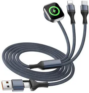 3 in 2 Multi Charging Cable for iWatch Charger/IP/USB C, Travel Cruise Essentials for Car Charger,4FT Nylon Charging Cords USB C/A Phone Charger for iWatch Series/iPhone 17-11/iPad,Home/Office/Car Use 3 in 2 Multi Charging Cable for iWatch Charger/IP/USB C, Travel Cruise Essentials for Car Charger,4FT Nylon Charging Cords USB C/A Phone Charger for iWatch Series/iPhone 17-11/iPad,Home/Office/Car Use
