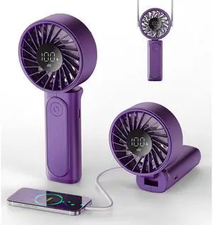 Portable Handheld Fan, 4000mAh, USB Rechargeable 180° Foldable Mini Desk Fan, 6 Wind Speed, LCD Digital Display, Lanyard as Neck Fan, Ultra Quiet, Pocket Size for Indoor Outdoor Portable Handheld Fan, 4000mAh, USB Rechargeable 180° Foldable Mini Desk Fan, 6 Wind Speed, LCD Digital Display, Lanyard as Neck Fan, Ultra Quiet, Pocket Size for Indoor Outdoor