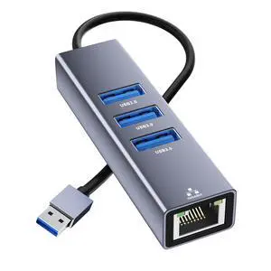 USB to Ethernet Adapter, 4 in 1 Gigabit LAN Network Adapter with 3 x Type-A3.0, USB Hub with Ethernet, RJ45 to Type-A Cable for Laptop, Compatible with Windows, Mac OS, Linux, Surface and More USB to Ethernet Adapter, 4 in 1 Gigabit LAN Network Adapter with 3 x Type-A3.0, USB Hub with Ethernet, RJ45 to Type-A Cable for Laptop, Compatible with Windows, Mac OS, Linux, Surface and More