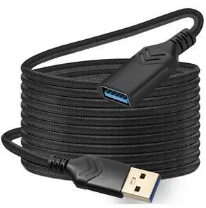 USB 3.0 Extension Cable, 15FT High Speed Extension Cable USB A Male to Female Extension Cord for Playstation/Xbox/Flash Drive/Card Reader/Hard Drive/Keyboard/Printer/Scanner (Black, 1Pack 15FT) USB 3.0 Extension Cable, 15FT High Speed Extension Cable USB A Male to Female Extension Cord for Playstation/Xbox/Flash Drive/Card Reader/Hard Drive/Keyboard/Printer/Scanner (Black, 1Pack 15FT)
