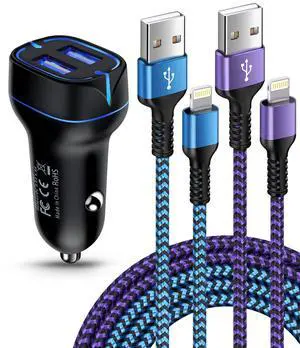 Phone Car Charger, Dual Port Cigarette Lighter Adapter + 2Pack-3FT Lightning Cables Fast Charging for iPhone 14 13 12 Pro Max Mini 11Pro 10 SE X XR XS Max 8, Lightening Wire 3FT + Car Phone Cargador Phone Car Charger, Dual Port Cigarette Lighter Adapter + 2Pack-3FT Lightning Cables Fast Charging for iPhone 14 13 12 Pro Max Mini 11Pro 10 SE X XR XS Max 8, Lightening Wire 3FT + Car Phone Cargador